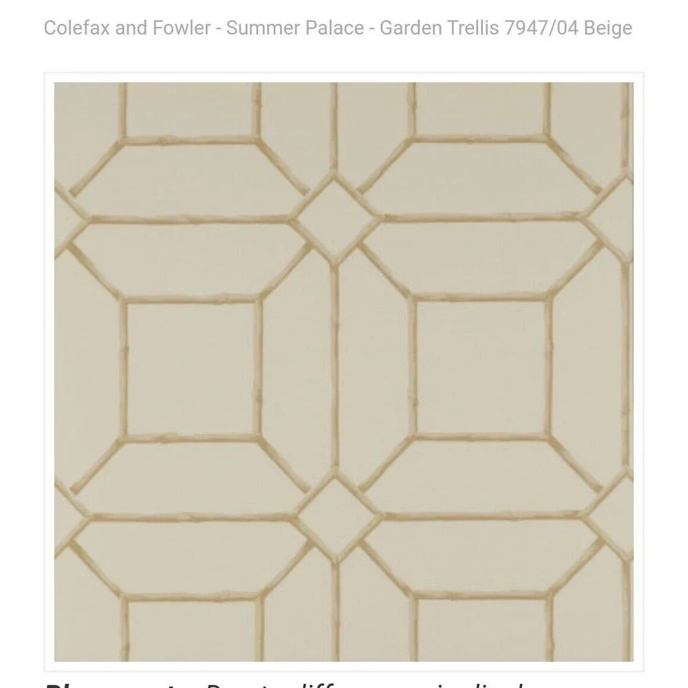 Colefax and Fowler - Summer Palace - Garden Trellis 7947/04 Beige1 Roll New